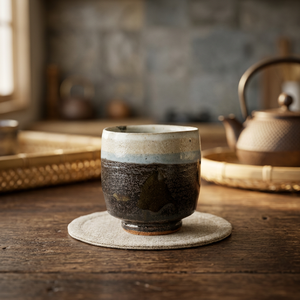 Tasse à thé en céramique artisanale en grès, style Wabi Sabi, finition mate, tasse à café anti-fuite, passe au lave-vaisselle, vaisselle à thé minimaliste - Product Image 1