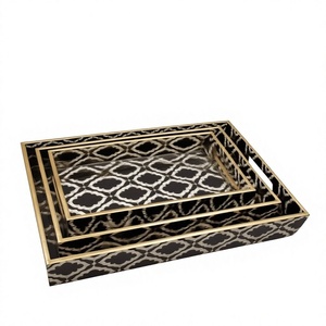Bandeja Decorativa Moderna de Madera MDF con Diseño de Estampado Meena, Bandeja para Servir Té, Café, Desayuno, Encimera de Cocina y Hogar - Product Image 4