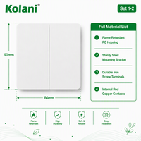 Interruptor de Pared Kolani Estándar Británico 2G2W 90x86mm Blanco Mate, Interruptor de 2 Vías y 2 Botones, 10AX 250V, Panel de PC