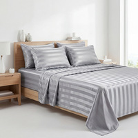 Parure de draps en polyester moderne bleu marine uni 600TC respirante et écologique, drap-housse et taies d'oreiller, la plus vendue pour la literie domestique