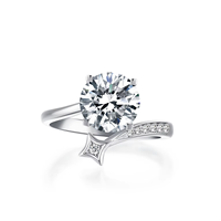Bague de fiançailles pour femme en diamant de laboratoire IGI 8 cœurs 8 flèches, bijoux de mariée en alliage de luxe léger