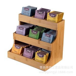 Bamboo <b>Tea</b> Bag Storage <b>Box</b> Wooden Multi Layer Rack For <b>Tea</b> Coffee Organizing Desktop Use Natural Wood Color - Product Image 4