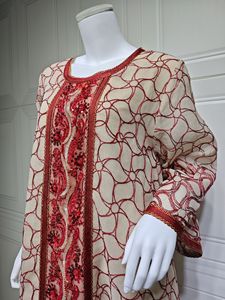 Broderie mode gaze dames Abaya pour vêtements musulmans en gros à manches longues maille Sequin lâche Robe islamique musulman Abaya - Product Image 3