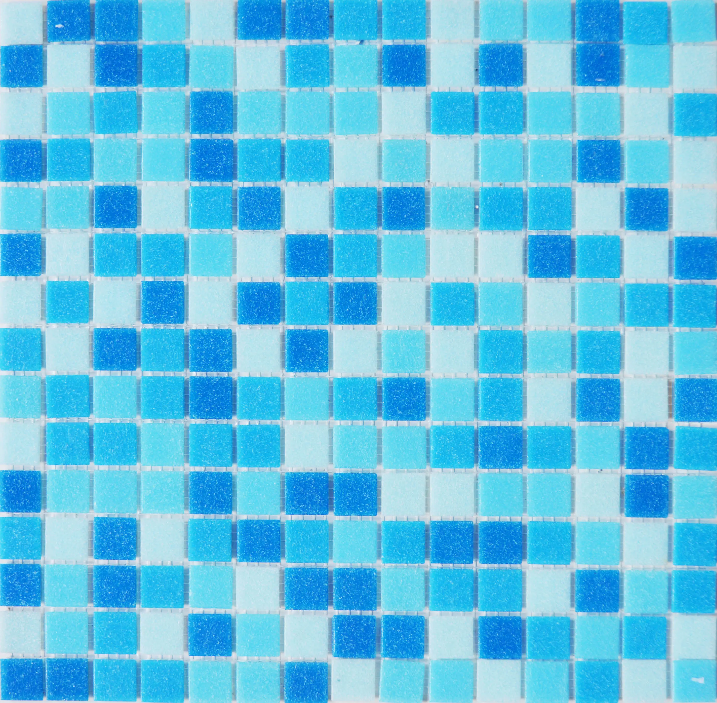 Tuile de mosaïque de piscine en verre de 20x20mm de fusion chaude de mélange bleu carré