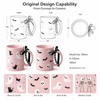 Tasse en céramique rose d'Halloween personnalisable avec logo Cadeau de haute qualité pour les occasions d'affaires Acceptable