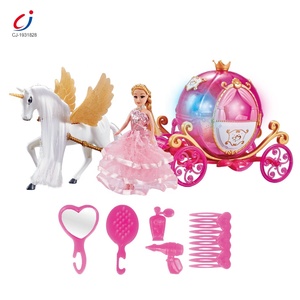 Chengji Beautiful Gifts Plastic Princess Doll Electric pink Pumkpin <strong>Horse</strong> <strong>and</strong> <strong>Carriage</strong> <strong>Toy</strong> with Light <strong>and</strong> Music - Product Image 1
