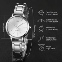 Ensemble de Bijoux pour Femmes LP21 Export Cross-Border, Vente Chaude, Cinq Pièces, Petit Cadran, Argent, Bracelet en Acier Compact, Quartz, Nouveau Design Charmant