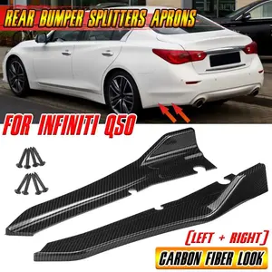Black/Carbon Fiber Look Rear Bumper Side Canards Splitter Lip Cover for Infiniti Q50 Car Rear Bumper Lip Side <b>Corner</b> <b>Protector</b> - Product Image 1