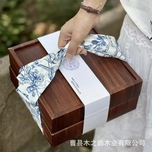 Caja de Madera para Repostería, Rectangular, Compartimentada, Estilo Chino Tradicional, Hecha a Mano - Product Image 4