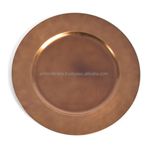 Assiette de service ronde décorative en cuivre écologique pour les fêtes, taille et logo personnalisables - Product Image 1