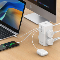 LDNIO SC4383 Multiprise Tour 2500W avec 2 Ports USB-C et 1 Port USB-A, Prise d'Extension avec Ports USB 70W pour Chargeur Téléphone, Compatible Fiches EU US UK