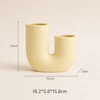 Vases à fleurs en céramique modernes en forme de U à double ouverture ARM LVG, en porcelaine noire mate, pour décoration de table et de maison, récipient floral