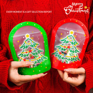 Fondo plano de pie a prueba de humedad de Navidad dulces galletas aperitivos bolsa ASA embalaje de plástico Ziplock bolsa con ventana - Product Image 2