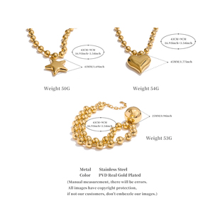 JINYOU 5263 yeni varış Metal kalp/yıldız/top kolye kolye kadınlar için su geçirmez paslanmaz çelik boncuklu kolye kolye - Product Image 6