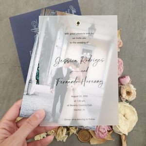 Invitaciones de boda de vitela elegantes con lámina de oro e imagen Invitación frustrada personalizada en oro Plata Oro rosa - Product Image 4