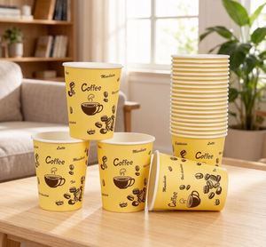 แก้วกระดาษขนาด 8 ออนซ์ 9 ออนซ์ 10 ออนซ์ ผลิตภัณฑ์ร้านกาแฟ แก้วกาแฟแบบกำหนดเอง แก้วกาแฟแบบใช้แล้วทิ้ง ย่อยสลายได้ ภาชนะบรรจุกาแฟ บรรจุภัณฑ์อาหาร - Product Image 1