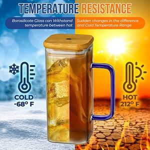 Tasse à thé haute en verre transparent avec poignée – Tasses esthétiques pour boissons glacées et café – Offre spéciale - Product Image 2