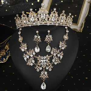Aleación de lujo Rhinestone collar pendientes Tiara conjunto de joyas vestido de novia vestido de noche <span class=keywords><strong>accesorios</strong></span> nupciales para venta al por mayor - Product Image 2
