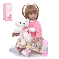 Poupée de 60cm en silicone souple pour tout-petits et bébés, cheveux bouclés, style princesse