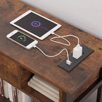 Console de salon moderne en bois avec 2 prises, 2 ports USB, 1 tiroir, 1 étagère, design étroit pour entrée et couloir