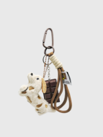 Porte-clés multi-styles en peluche chiot Kawaii, doux et durable, avec cordon tressé, pendentif tranche de chocolat, mousqueton, adorable figurine de chien pour sac