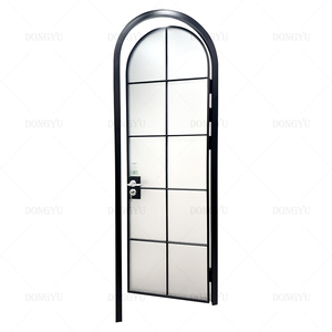 Style moderne personnalisé Rétro français Vieux portail en fer Porte incurvée en alliage d'aluminium Toilettes <span class=keywords><strong>Portes</strong></span> en verre arquées Art Porte en verre - Product Image 1