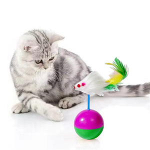 Bunnyhi WJ016 Colorido Pluma Mascota Gato Juguetes Mimi Favorito Ratón Vaso Juguete Gato Teaser Juguete para Atrapar Gatos Suministros - Product Image 1