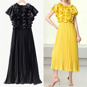 Abito Modesto Blu Cielo alla Moda per Donne, Maniche a Sbuffo, Paillettes, Raso Lucido, Maxi Elegante per Feste e Uso Quotidiano, Vestito Casual Comodo - Product Image 5