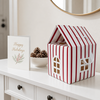 Boîte cadeau élégante rayée avec fenêtre, personnalisable, pour mariage, fête, ou événement, en carton rigide, idéale pour les entreprises