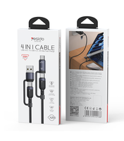 Kabel Data Yesido 1.2 Meter Max 60W Pengisian Cepat 4-in-1 Tipe-C/USB ke Tipe-C/IP Transmisi Data Kecepatan Tinggi CA200
