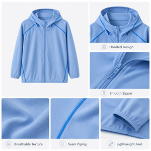 Veste d'été légère <span class=keywords><strong>pour</strong></span> <span class=keywords><strong>enfants</strong></span> avec protection solaire UPF, respirante en polyester/spandex <span class=keywords><strong>pour</strong></span> garçons et filles, vêtements d'extérieur Muzhijia - Product Image 4