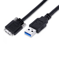 Câble USB 3.0 Type A mâle vers Micro B mâle avec vis de verrouillage, câble de données industriel en PVC pour imprimante, appareil photo, 0,3 m