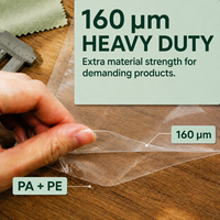Sacs sous vide 160 microns durables, résistants aux perforations, en film PA/PE/nylon, hermétiques, thermoscellables, pour usage en supermarché et conception professionnelle
