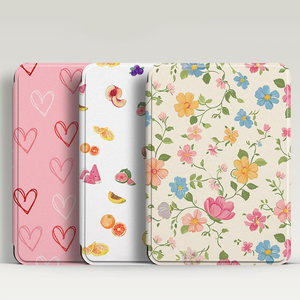 Étui pour liseuse <span class=keywords><strong>Kindle</strong></span> Paperwhite 12e et 11e générations en cuir PU avec motif floral cerise personnalisé, housse de protection - Product Image 1