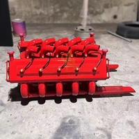 Sculpture de moteur en V industrielle créative, base de table basse, ornement mécanique en métal rouge pour bar KTV
