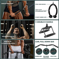 Barre de triceps pour press-down, accessoires d'entraînement intégrés pour la gym, barres de triceps, poignées pour lat pulldown, kit de poulie triceps