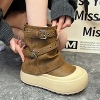Nouvelle Arrivée 2026 – Bottines d'hiver FWD pour femme, style rétro, confortables, à lacets avant, semelle souple, antidérapantes, chaudes