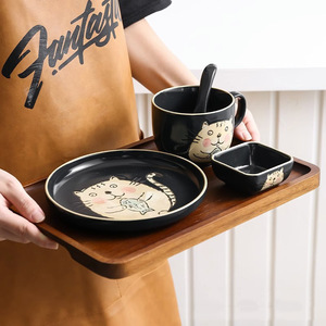 Acacia Wood Serving <b>Tray</b> Set Rectangle And Round For Tea Coffee Hotel Use - Product Image 2