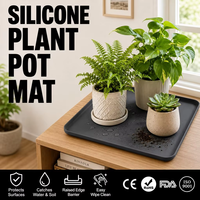 Tapis de protection en silicone personnalisé pour pot de fleurs, plateau surélevé imperméable pour plantes d'intérieur, protège table et étagère OEM ODM
