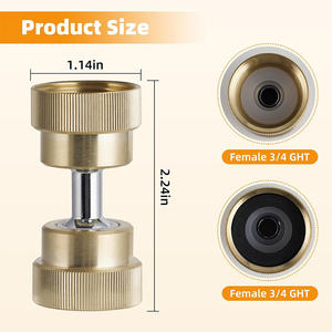 Adaptateur de <span class=keywords><strong>tuyau</strong></span> d'<span class=keywords><strong>arrosage</strong></span> en laiton de 3/4 pouce, 360 ° Connecteur femelle-femelle pivotant avec 2 rondelles, étanche aux intempéries - Product Image 2