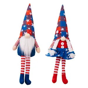 4 temmuz vatansever Gnomes peluş ekose yıldız ev masa süsü İşçi günü Veteran günü dördüncü temmuz partisi abd bayrağı süslemeleri