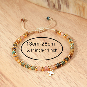 Pulseras inspiradoras Pulsera con colgante de Cruz dorada de piedra natural <span class=keywords><strong>para</strong></span> <span class=keywords><strong>mujeres</strong></span> <span class=keywords><strong>Regalos</strong></span> <span class=keywords><strong>cristianos</strong></span> - Product Image 5