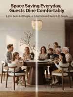 Ensemble de table à manger ronde extensible et pivotante moderne de 1,8 mètre, structure en bois de noyer noir, écologique, durable, 6 places, meubles pour la maison