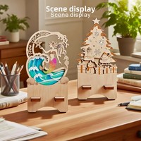 Support de téléphone intelligent 3D en bois personnalisé en gros, découpé au laser, support de bureau creux, artisanat en bois imprimé UV pour promotion d'entreprise