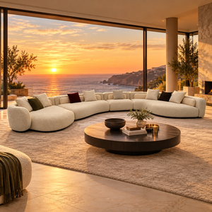 Sofá Seccional Curvo de Lujo Moderno, Sofá Modular de Tela Bouclé, Muebles de Sala de Estar Estilo Italiano - Product Image 3