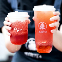 Gobelets jetables en plastique PP givré à fond rond avec impression de logo personnalisé, 12, 16, 22 oz, pour bubble tea, boba tea, milkshake