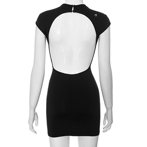 Spedizione veloce <span class=keywords><strong>nero</strong></span> abiti stretti corti da donna grandi senza schienale per donne eleganti Sexy - Product Image 5