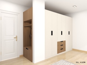 Tiroir à LED <span class=keywords><strong>en</strong></span> bois mélaminé simple blanc marchant garde-robe ouverte placard <span class=keywords><strong>en</strong></span> panneau de fibres de densité moyenne - Product Image 5
