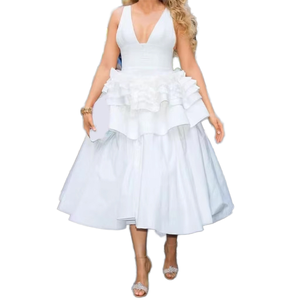 <span class=keywords><strong>Robe</strong></span> de bureau élégante personnalisable de qualité supérieure pour femmes avec imprimé floral et manches bouffantes dans un style moderne - Product Image 2