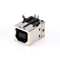 Conector USB Redondo de Latón Tipo B Hembra de 90 Grados Cuadrado de 12V para Soldadura en PCB, Conector Principal para Impresora de Datos HXSchip